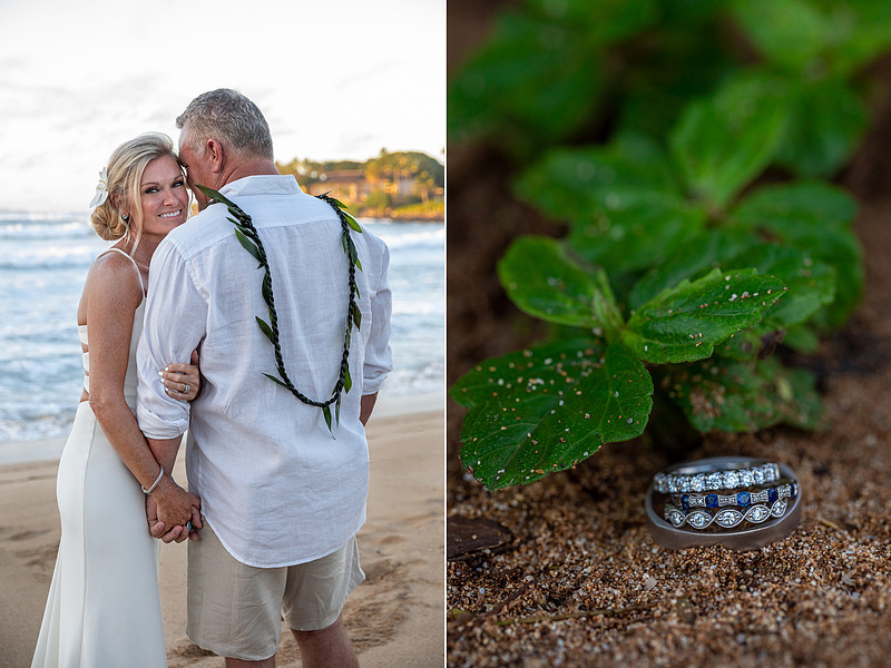 West Maui beach elopement at Napili Bay. Officiated by Kahu Kale Kaalekahi. Florals by Aloha Flower Co. Photography by Madelynne Lorraine.