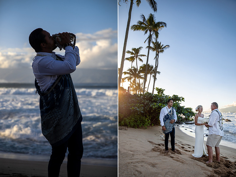 West Maui beach elopement at Napili Bay. Officiated by Kahu Kale Kaalekahi. Florals by Aloha Flower Co. Photography by Madelynne Lorraine.